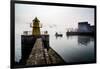 Lighthouse in Reykjavik Harbor, Harpa in Background, Reykjavik Harbor, Iceland-null-Framed Photographic Print