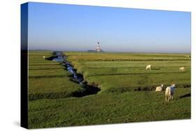 Lighthouse in the Wadden Sea National Park, Westerhever, Schleswig-Holstein, Germany, Europe-Hans-Peter Merten-Stretched Canvas