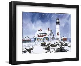 Lighthouse in Winter-William Vanderdasson-Framed Premium Giclee Print