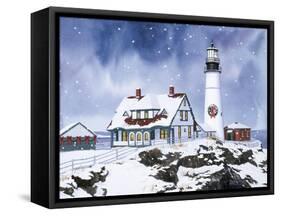 Lighthouse in Winter-William Vanderdasson-Framed Stretched Canvas