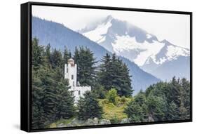 Lighthouse Just North of Juneau, Southeast Alaska, United States of America, North America-Michael Nolan-Framed Stretched Canvas