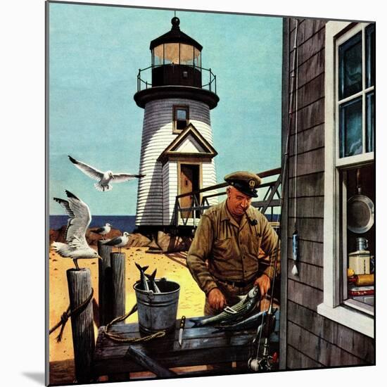 "Lighthouse Keeper", June 26, 1954-Stevan Dohanos-Mounted Giclee Print