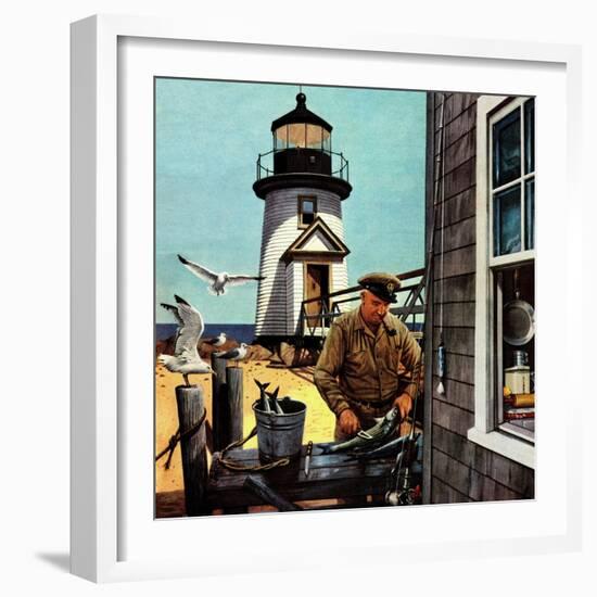 "Lighthouse Keeper", June 26, 1954-Stevan Dohanos-Framed Premium Giclee Print