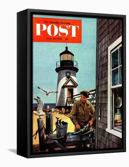 "Lighthouse Keeper" Saturday Evening Post Cover, June 26, 1954-Stevan Dohanos-Framed Stretched Canvas