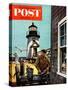 "Lighthouse Keeper" Saturday Evening Post Cover, June 26, 1954-Stevan Dohanos-Stretched Canvas