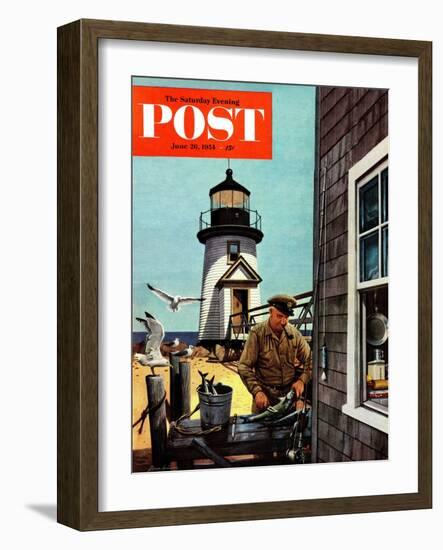 "Lighthouse Keeper" Saturday Evening Post Cover, June 26, 1954-Stevan Dohanos-Framed Giclee Print