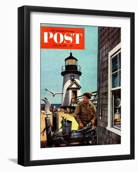 "Lighthouse Keeper" Saturday Evening Post Cover, June 26, 1954-Stevan Dohanos-Framed Giclee Print