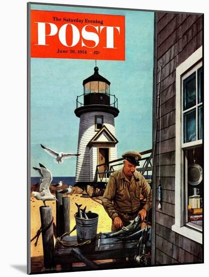"Lighthouse Keeper" Saturday Evening Post Cover, June 26, 1954-Stevan Dohanos-Mounted Giclee Print