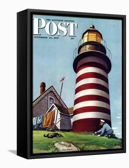 "Lighthouse Keeper," Saturday Evening Post Cover, September 22, 1945-Stevan Dohanos-Framed Stretched Canvas