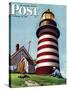 "Lighthouse Keeper," Saturday Evening Post Cover, September 22, 1945-Stevan Dohanos-Stretched Canvas