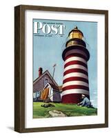 "Lighthouse Keeper," Saturday Evening Post Cover, September 22, 1945-Stevan Dohanos-Framed Giclee Print