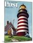 "Lighthouse Keeper," Saturday Evening Post Cover, September 22, 1945-Stevan Dohanos-Mounted Giclee Print