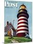 "Lighthouse Keeper," Saturday Evening Post Cover, September 22, 1945-Stevan Dohanos-Mounted Premium Giclee Print