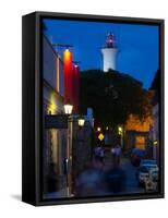 Lighthouse Lit Up at Dusk, Colonia Del Sacramento, Uruguay-null-Framed Stretched Canvas