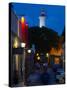 Lighthouse Lit Up at Dusk, Colonia Del Sacramento, Uruguay-null-Stretched Canvas