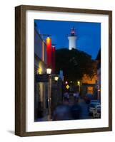 Lighthouse Lit Up at Dusk, Colonia Del Sacramento, Uruguay-null-Framed Photographic Print