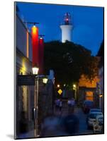 Lighthouse Lit Up at Dusk, Colonia Del Sacramento, Uruguay-null-Mounted Photographic Print