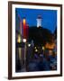 Lighthouse Lit Up at Dusk, Colonia Del Sacramento, Uruguay-null-Framed Photographic Print