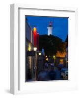 Lighthouse Lit Up at Dusk, Colonia Del Sacramento, Uruguay-null-Framed Photographic Print