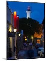 Lighthouse Lit Up at Dusk, Colonia Del Sacramento, Uruguay-null-Mounted Photographic Print