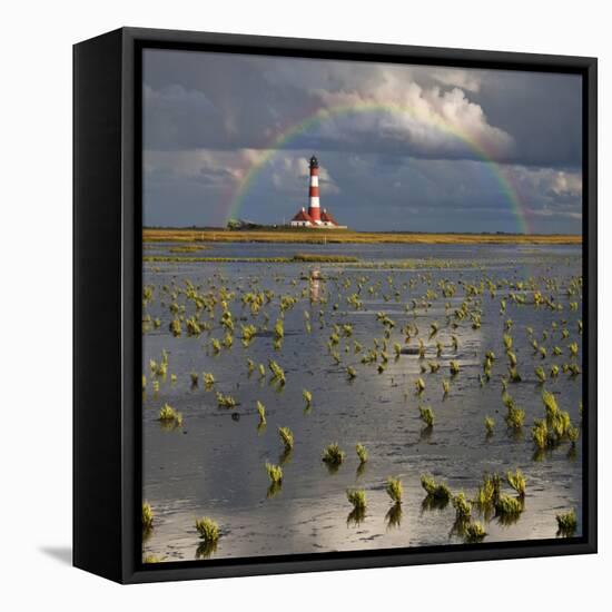 Lighthouse Meets Rainbow-Carsten Meyerdierks-Framed Stretched Canvas
