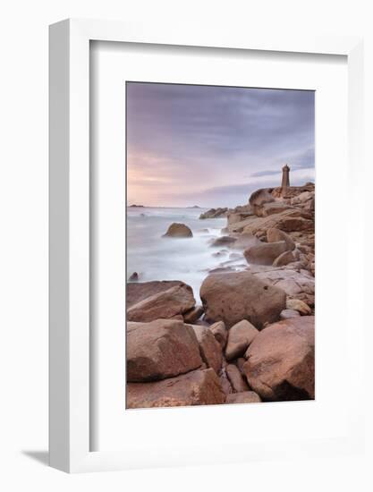 Lighthouse of Meen Ruz, Ploumanach, Cote De Granit Rose, Cotes D'Armor, Brittany, France, Europe-Markus Lange-Framed Photographic Print