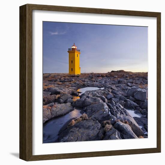 Lighthouse of Stafnes, Reykjanes (Headland), Iceland-Rainer Mirau-Framed Photographic Print