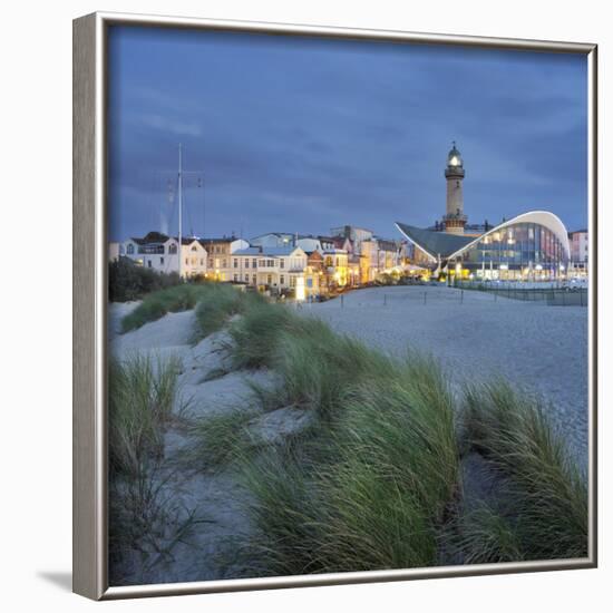 Lighthouse of WarnemŸnde, Dunes, Mecklenburg-Western Pomerania, Germany-Rainer Mirau-Framed Photographic Print