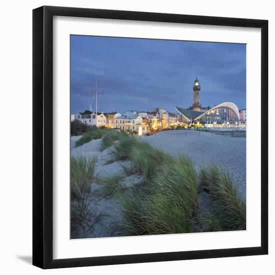 Lighthouse of WarnemŸnde, Dunes, Mecklenburg-Western Pomerania, Germany-Rainer Mirau-Framed Photographic Print