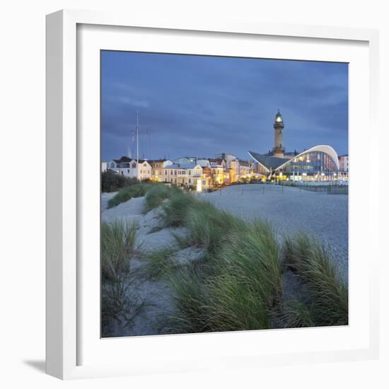 Lighthouse of WarnemŸnde, Dunes, Mecklenburg-Western Pomerania, Germany-Rainer Mirau-Framed Photographic Print