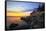 Lighthouse on a Cliff at Sunset, Bass Harbor, ME-George Oze-Framed Stretched Canvas