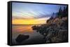 Lighthouse on a Cliff at Sunset, Bass Harbor, ME-George Oze-Framed Stretched Canvas