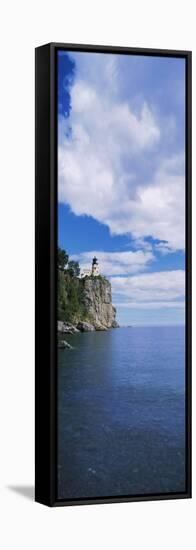 Lighthouse on a cliff, Split Rock Lighthouse, Lake Superior, Minnesota, USA-null-Framed Stretched Canvas