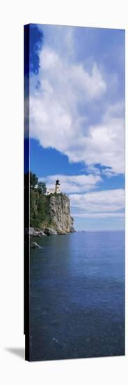 Lighthouse on a cliff, Split Rock Lighthouse, Lake Superior, Minnesota, USA-null-Stretched Canvas