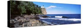 Lighthouse on a cliff, Split Rock Lighthouse, Lake Superior, Minnesota, USA-null-Stretched Canvas