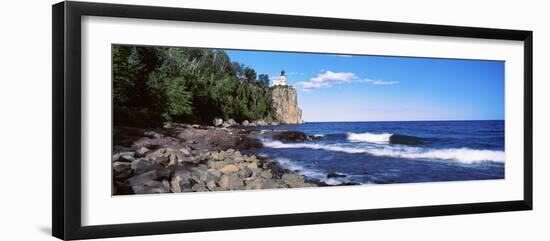 Lighthouse on a cliff, Split Rock Lighthouse, Lake Superior, Minnesota, USA-null-Framed Photographic Print