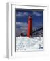 Lighthouse on a Snow Covered Coast, Grand Haven South Pierhead Lighthouse, Ottawa County, Michigan-null-Framed Photographic Print