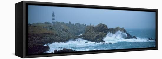 Lighthouse on an island, Creac'h Lighthouse, Ushant Island, Finistere, Brittany, France-null-Framed Stretched Canvas