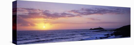 Lighthouse on an Island, Godrevy Lighthouse, Godrevy, Cornwall, England-null-Stretched Canvas