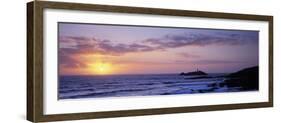 Lighthouse on an Island, Godrevy Lighthouse, Godrevy, Cornwall, England-null-Framed Photographic Print