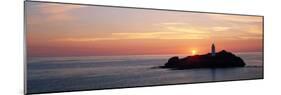 Lighthouse on an island in Atlantic Ocean, Godrevy Lighthouse, St Ives, Cornwall, England-null-Mounted Photographic Print