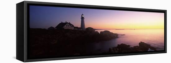 Lighthouse on Coast, Portland Head Lighthouse Built 1791, Cape Elizabeth, Cumberland County, Maine-null-Framed Stretched Canvas