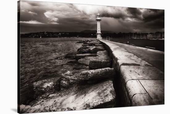 Lighthouse On Lake Geneva-George Oze-Stretched Canvas