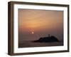 Lighthouse on Rock in the Sea at Sunset at Godrevy Point, Cornwall, England, United Kingdom, Europe-Rainford Roy-Framed Photographic Print