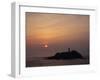 Lighthouse on Rock in the Sea at Sunset at Godrevy Point, Cornwall, England, United Kingdom, Europe-Rainford Roy-Framed Photographic Print