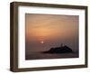 Lighthouse on Rock in the Sea at Sunset at Godrevy Point, Cornwall, England, United Kingdom, Europe-Rainford Roy-Framed Photographic Print