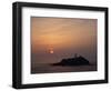 Lighthouse on Rock in the Sea at Sunset at Godrevy Point, Cornwall, England, United Kingdom, Europe-Rainford Roy-Framed Photographic Print