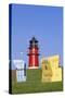 Lighthouse on the beach, Buesum, Schleswig-Holstein, Germany-null-Stretched Canvas