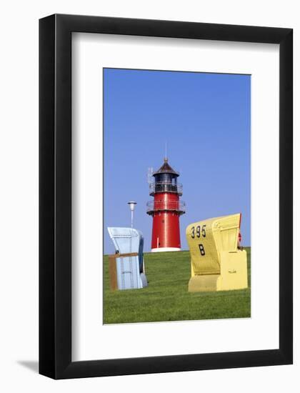 Lighthouse on the beach, Buesum, Schleswig-Holstein, Germany-null-Framed Art Print