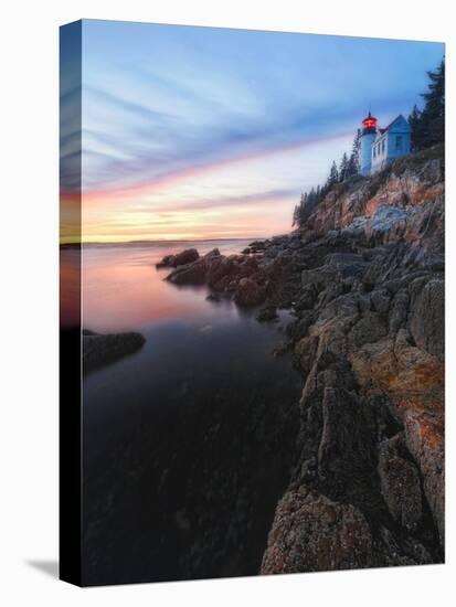 Lighthouse on the Cliff, Bass Harbor, Maine-George Oze-Stretched Canvas